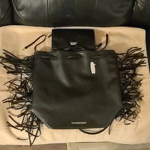 Nwt Victoria secret fringe leather strap bag